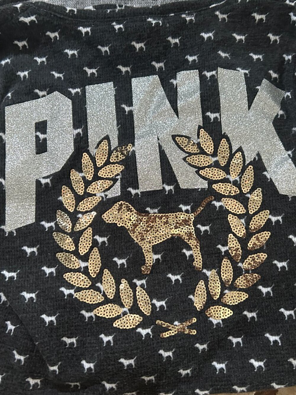 Pink Victoria's Secret Sequin Logo Dog Sleep Shirt Size XS